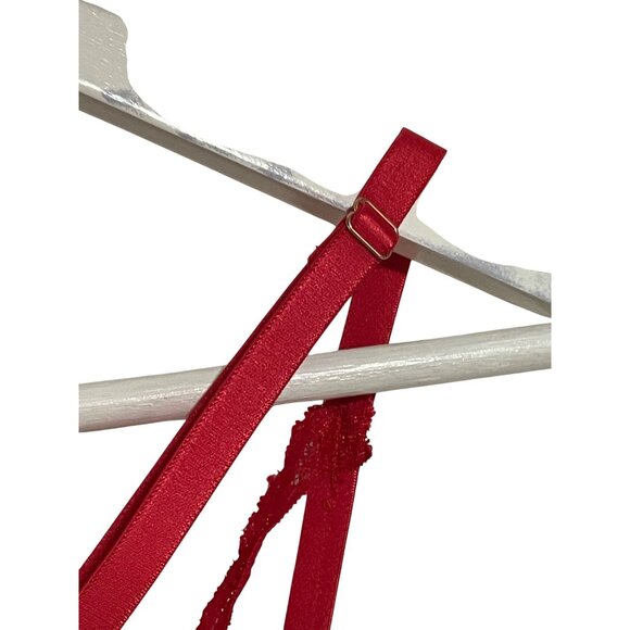 Red Lace Underwire Bralette With Adjustable Straps & Back Clasp Size M #C-6-115- - Picture 4 of 9